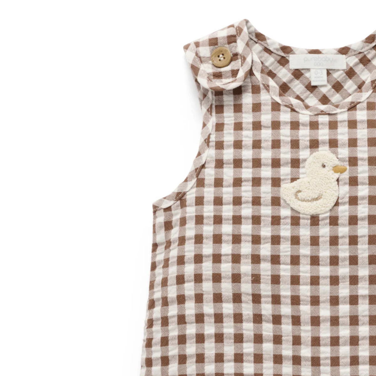 purebaby organic cotton brown ducky romper baby