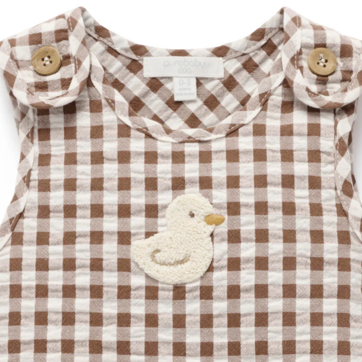 purebaby organic cotton brown ducky romper baby
