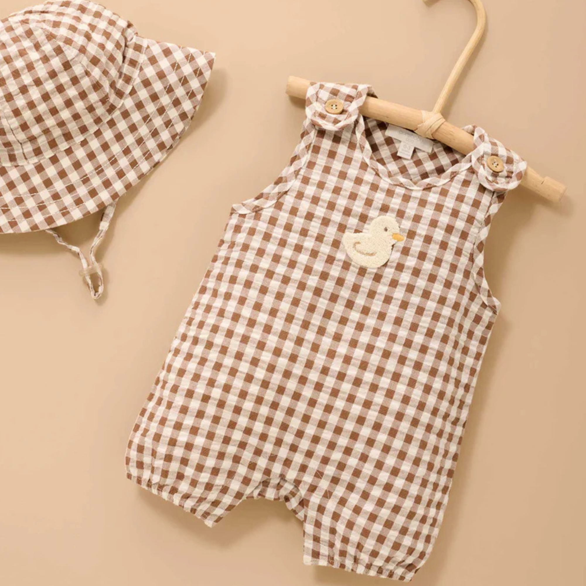 purebaby organic cotton brown ducky romper baby