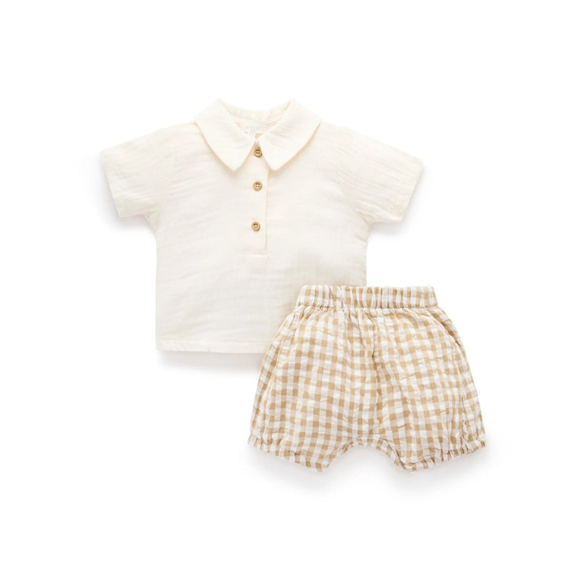 purebaby organic baby boy clothes brown gingham set burrito kids