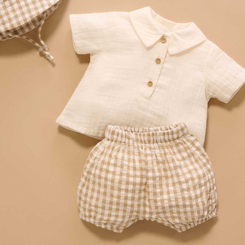 purebaby organic baby boy clothes brown gingham set burrito kids