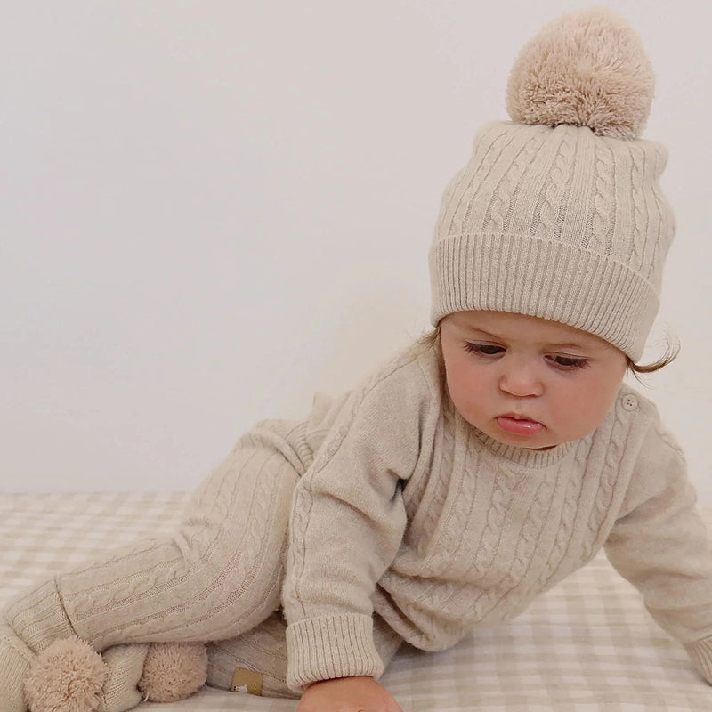 トップス A8AP01BR BABY CAMEL KNIT P/O Purebaby Organic Cashmere Beanie Camel Melange – Little Suite