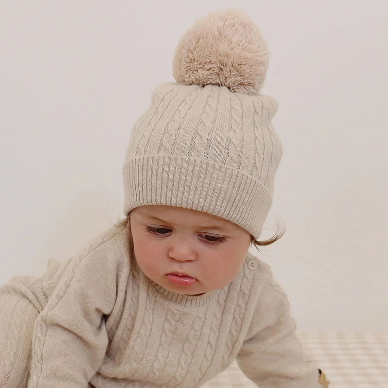 purebaby organic cashmere beanie beige baby