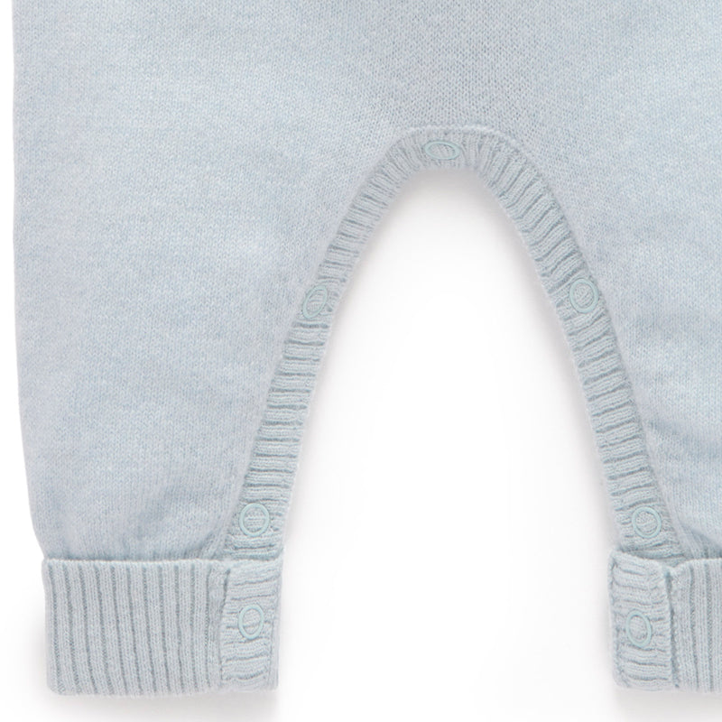 purebaby organic cashmere growsuit pale blue melange organic cotton baby travel clothes