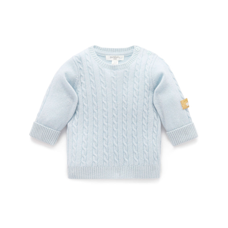 purebaby organic cashmere jumper blue organic cotton baby travel winter clothes