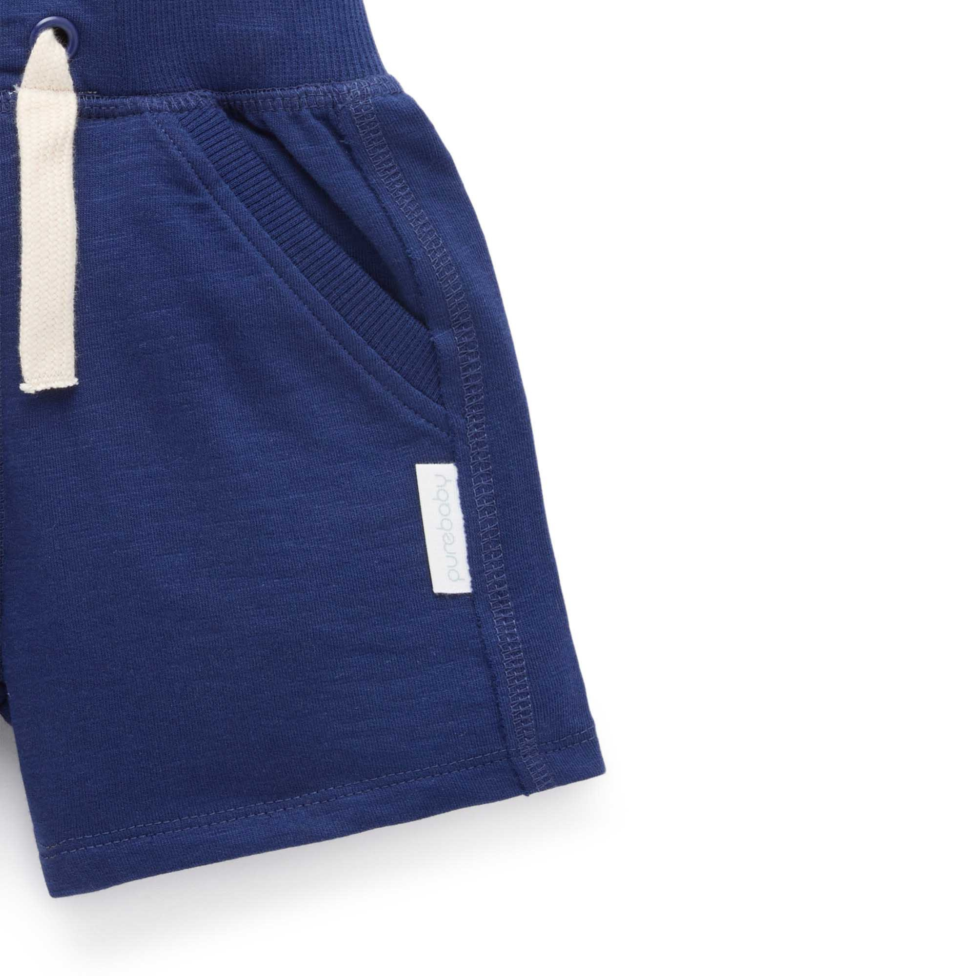 purebaby organic cotton shorts navy baby boy bottoms