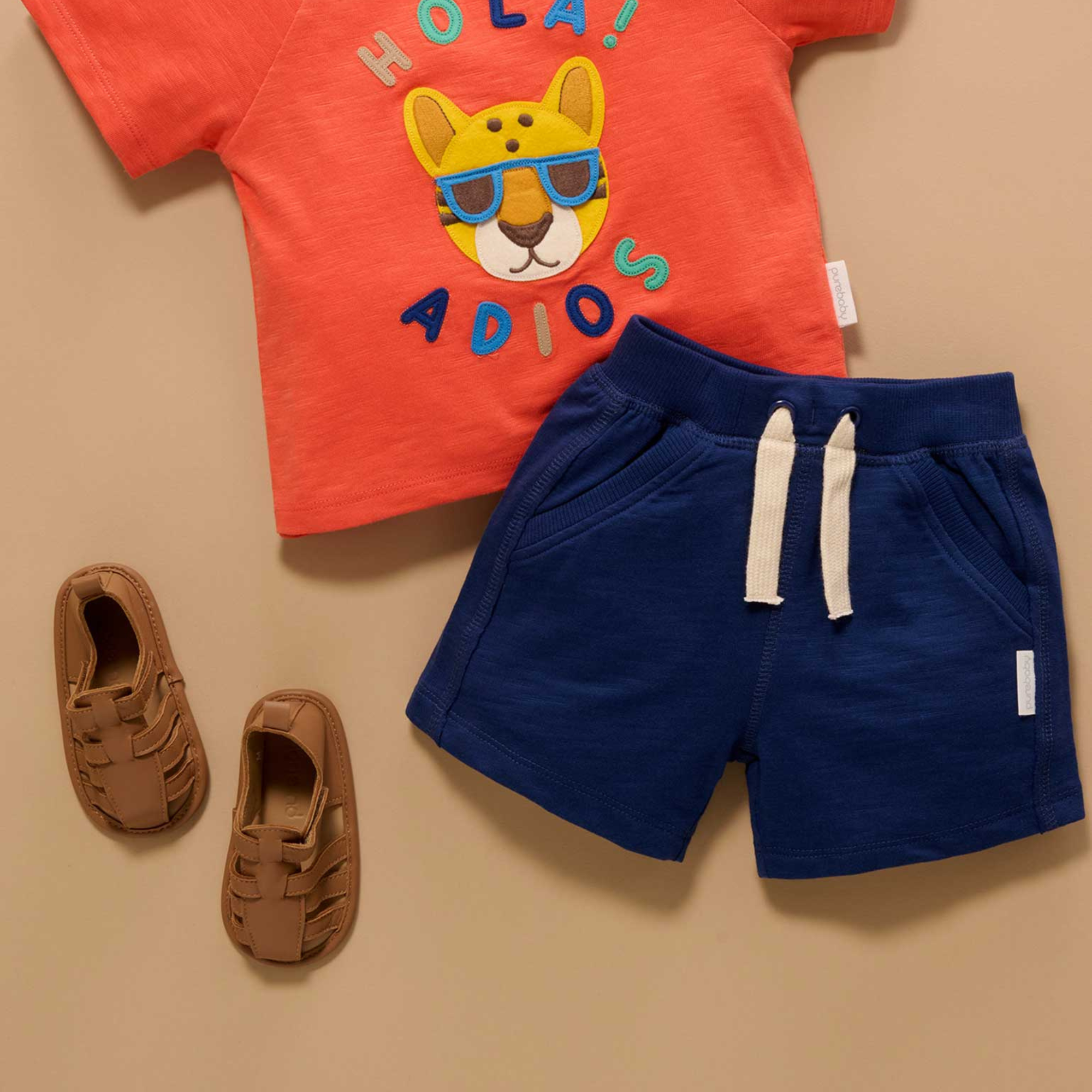 purebaby organic cotton shorts navy baby boy bottoms