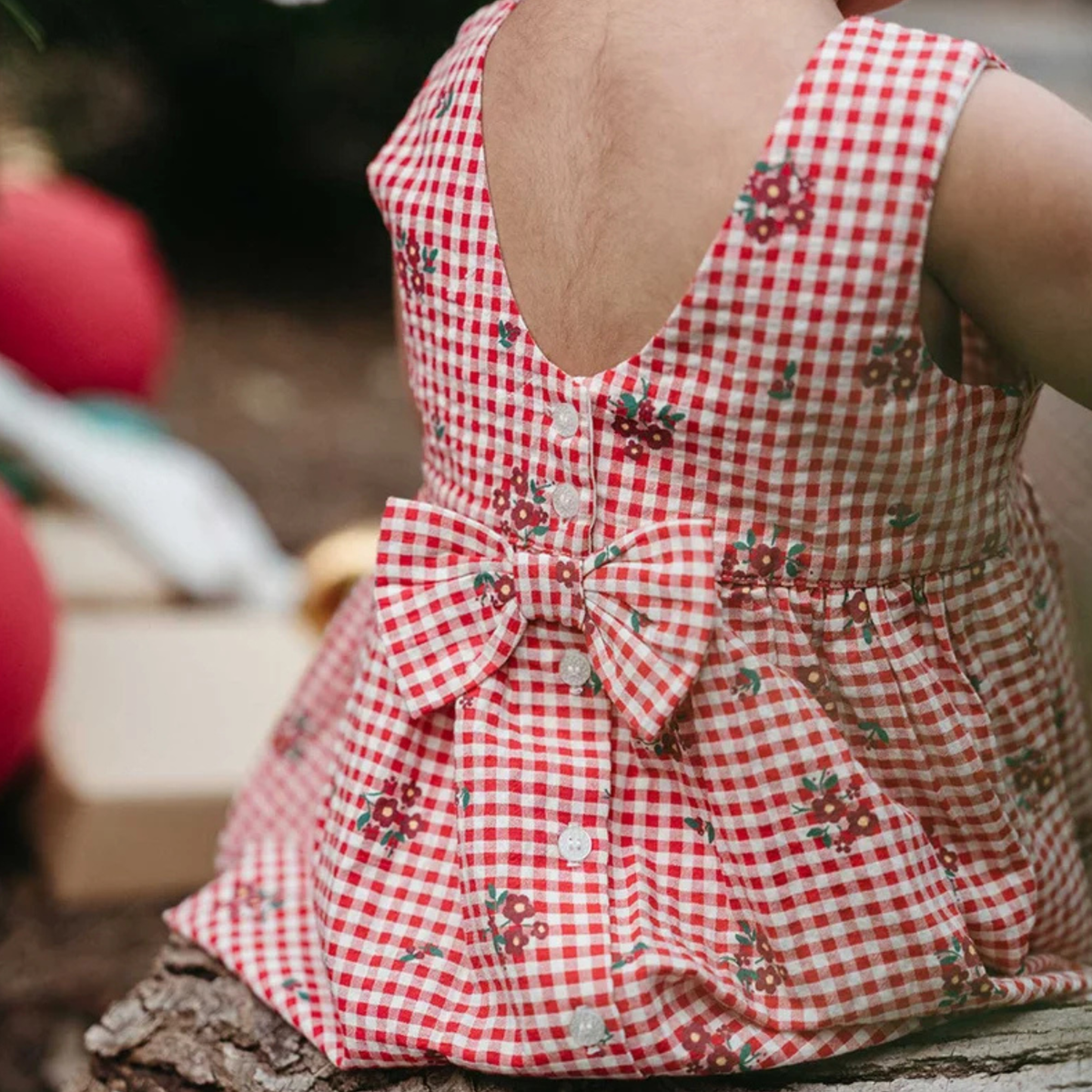 Red Festive Gingham Dress