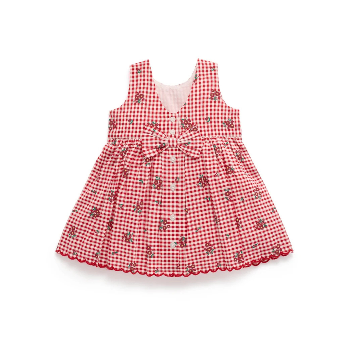 Red Festive Gingham Dress