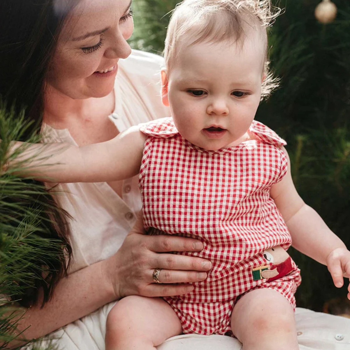 Christmas Gingham Romper