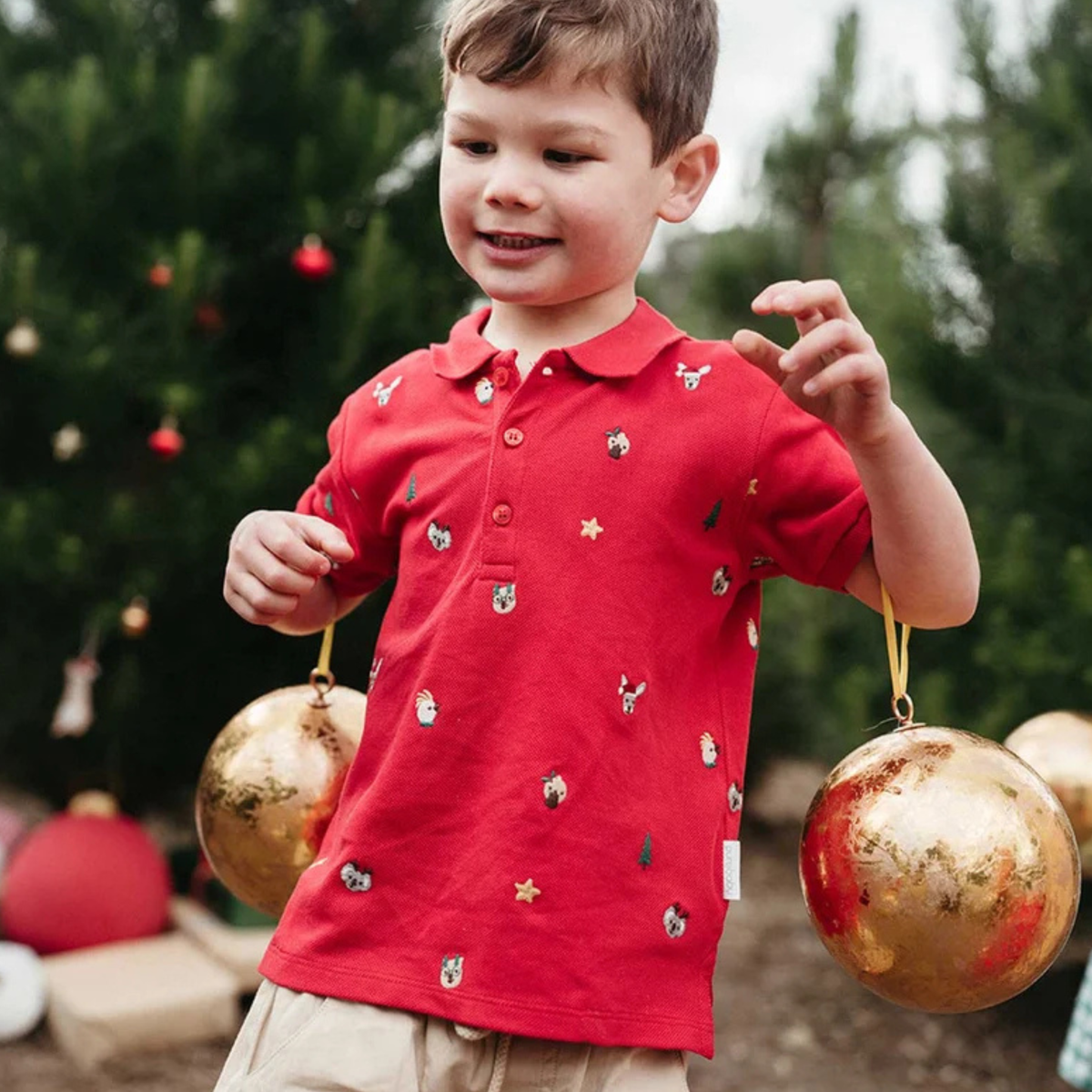 purebaby organic cotton christmas polo kids boys