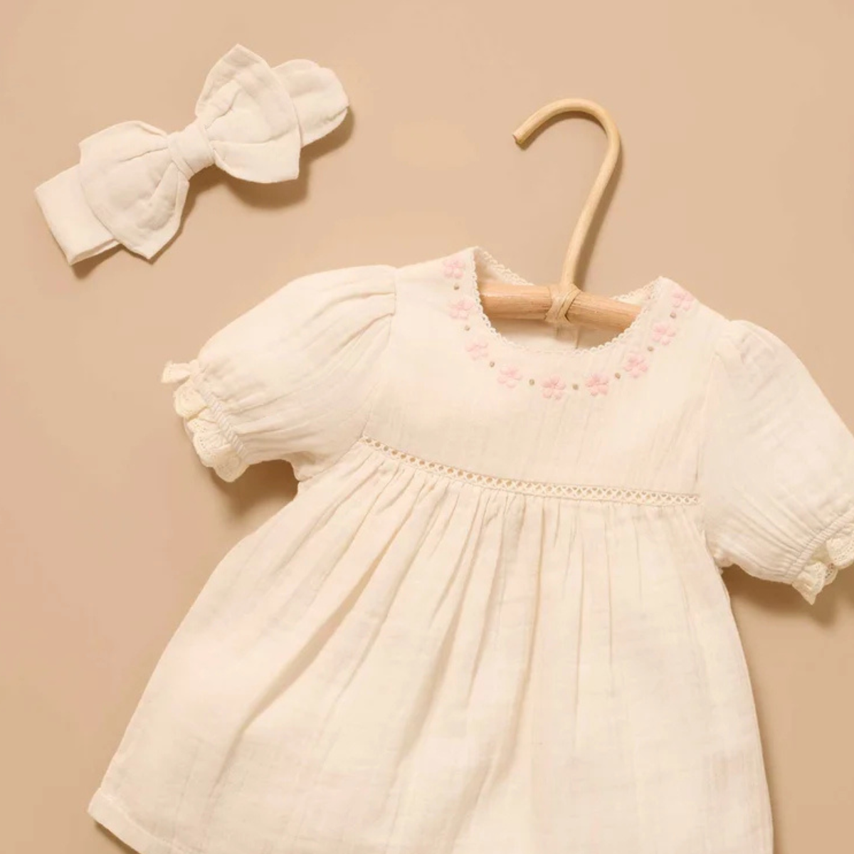 purebaby organic cotton cloud bow headband baby