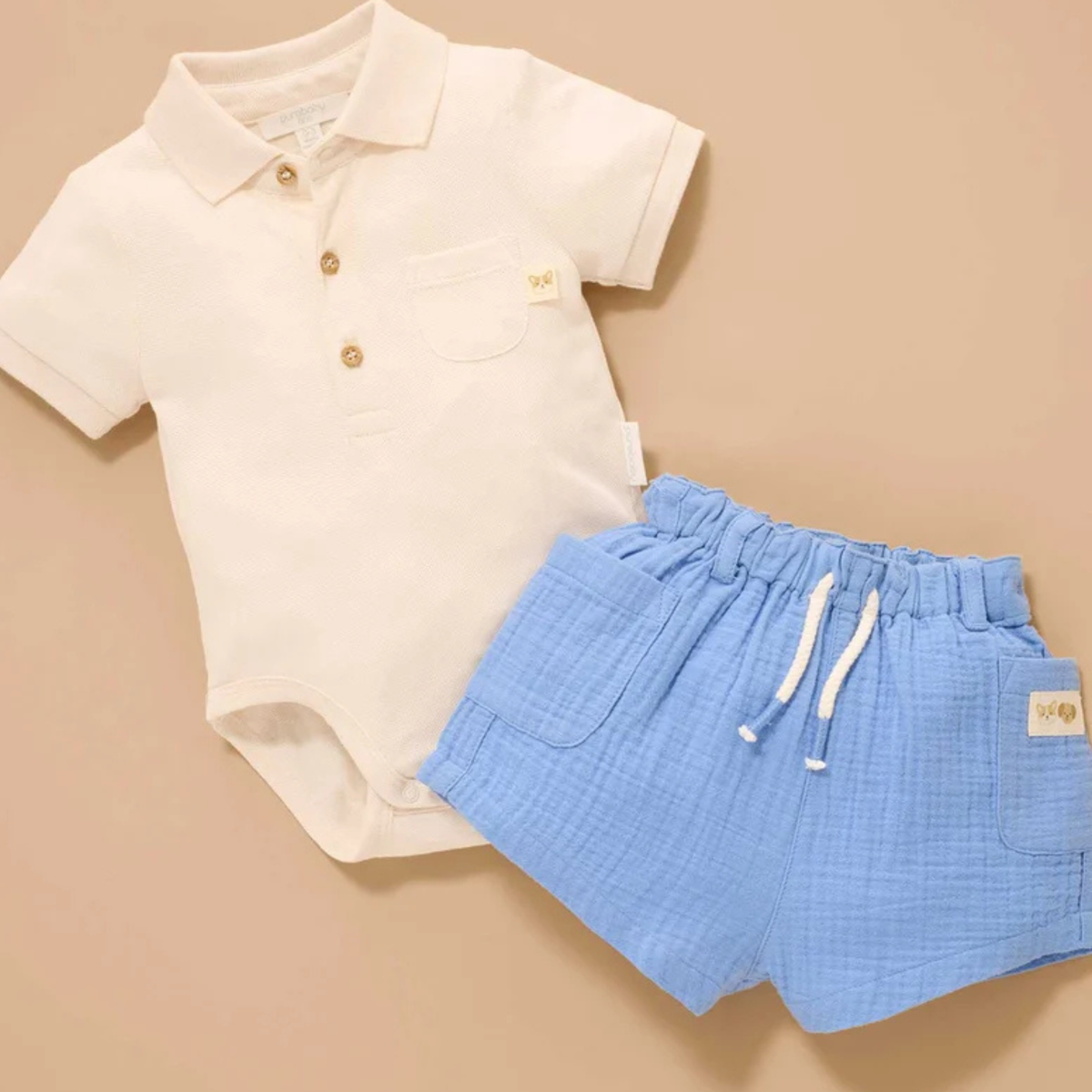 purebaby organic cotton baby clothes crinkle cotton shorts blue jay