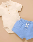 purebaby organic cotton baby clothes crinkle cotton shorts blue jay