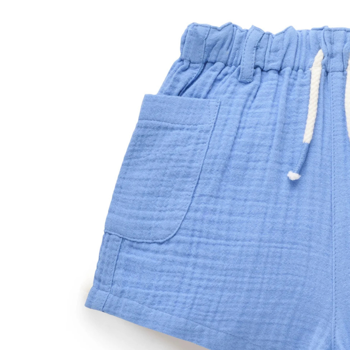 purebaby organic cotton baby clothes crinkle cotton shorts blue jay