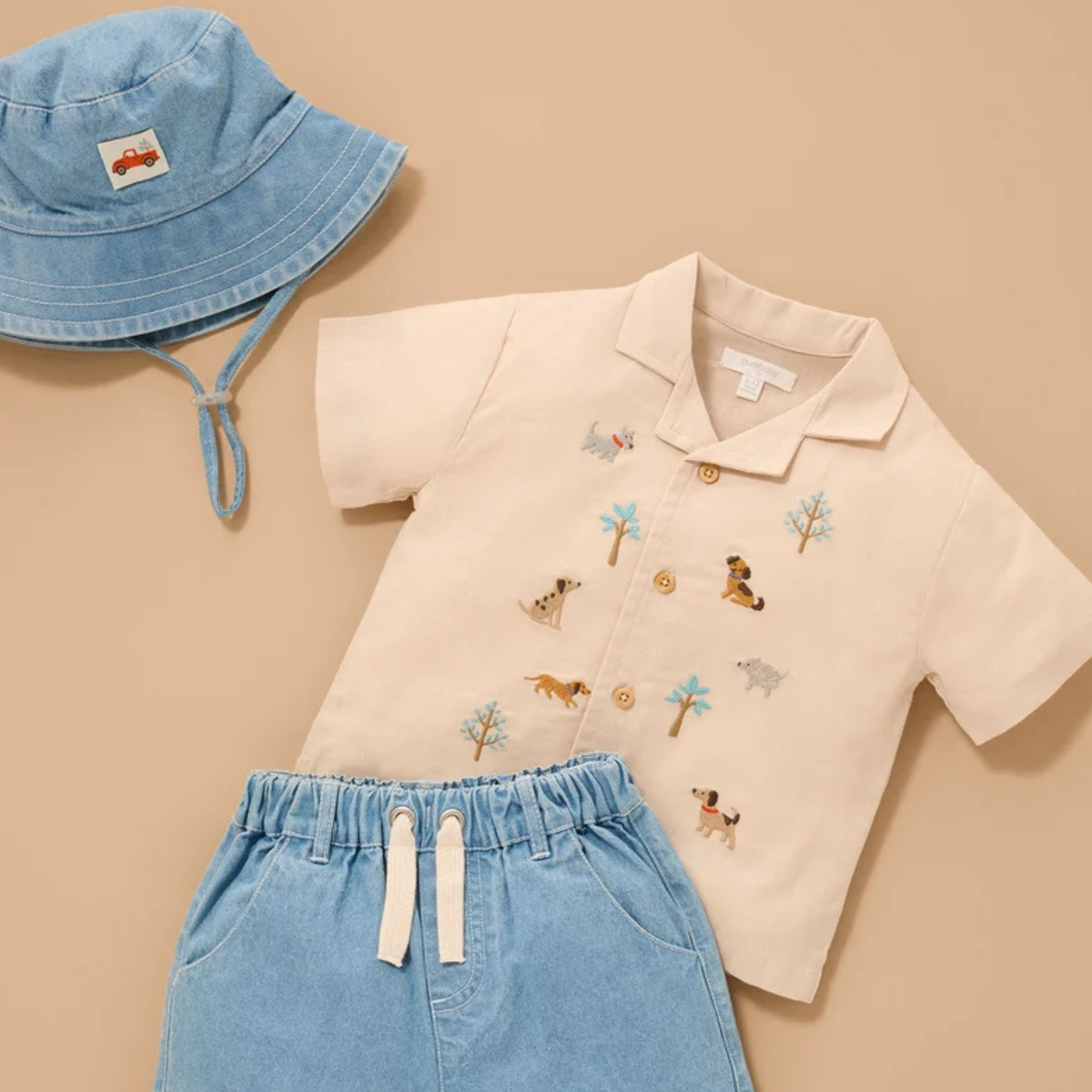 purebaby organic cotton denim bucket sun hat baby kids