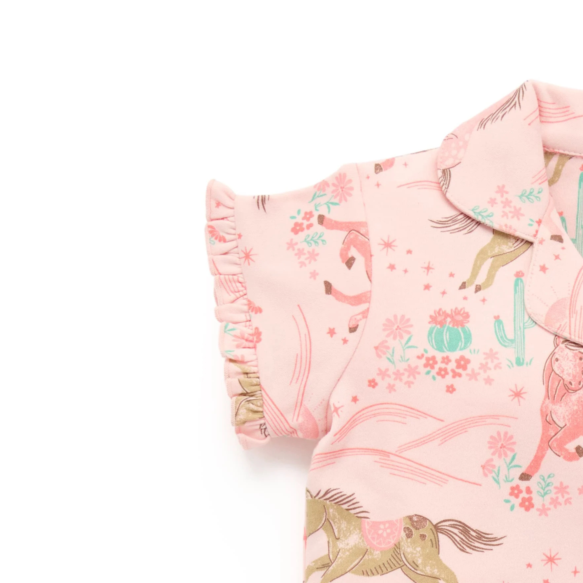 purebaby organic cotton kids pajama set girls horses