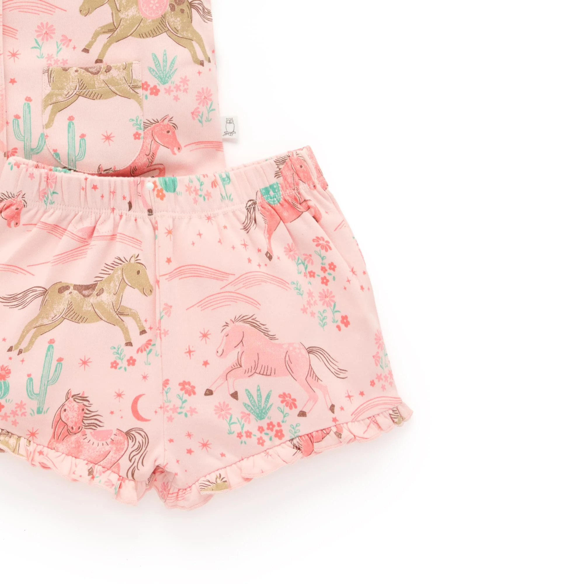 purebaby organic cotton kids pajama set girls horses
