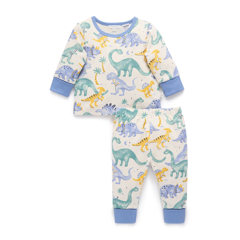 purebaby organic dinosaur textured pyjama set PJ baby kids