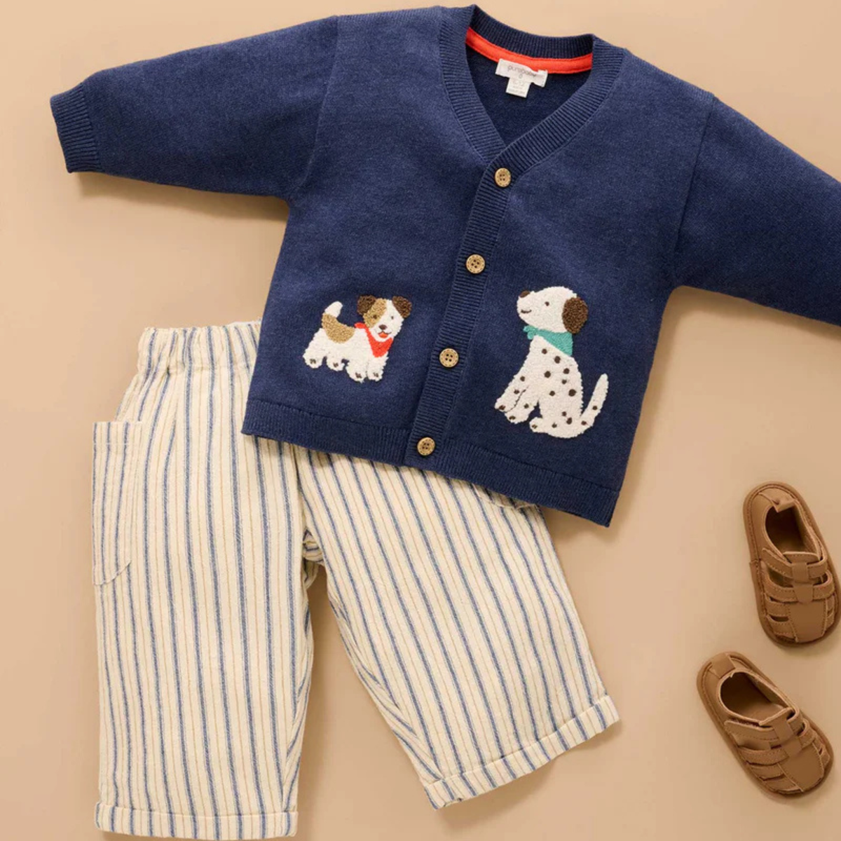 purebaby organic cotton baby kids doggy cardigan