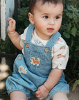 Blue Doggy Denim Overall Set