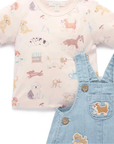 purebaby organic blue doggy overall denim set organic cotton baby kids clothes
