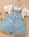 purebaby organic blue doggy overall denim set organic cotton baby kids clothes