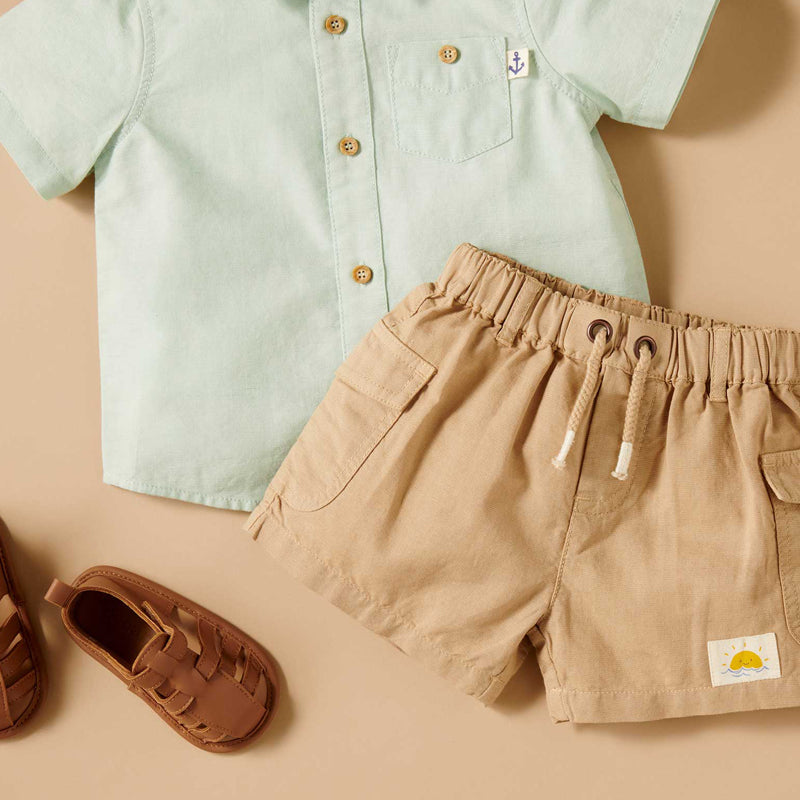 purebaby organic linen blend shorts baby kids organic cotton bottoms