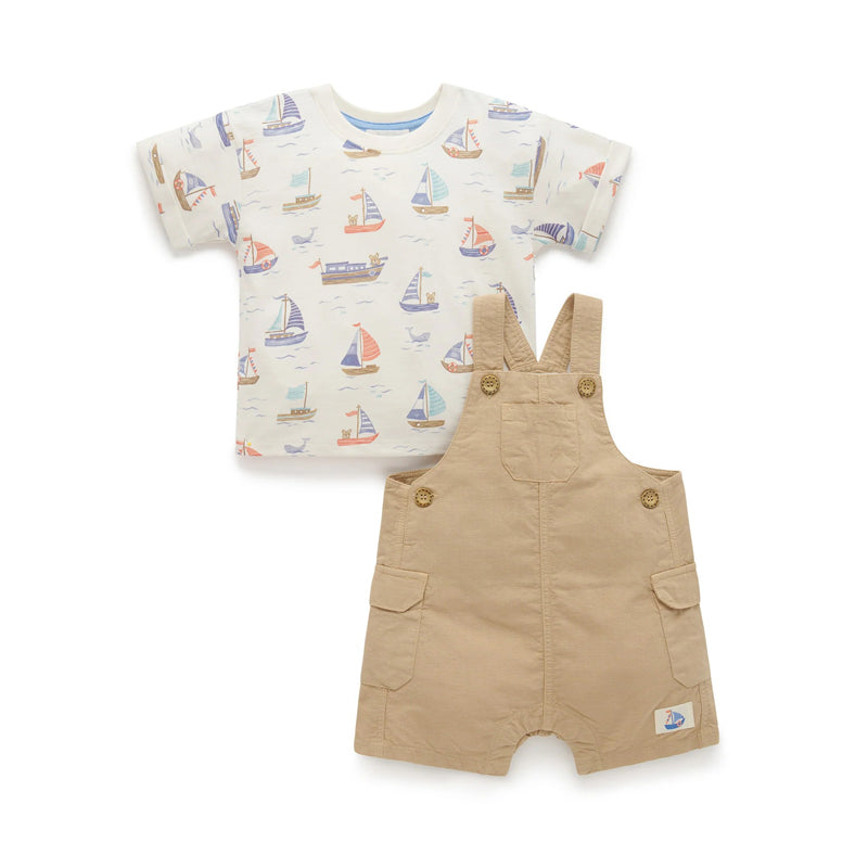 purebaby organic driftwood overall set organic cotton kids clothes