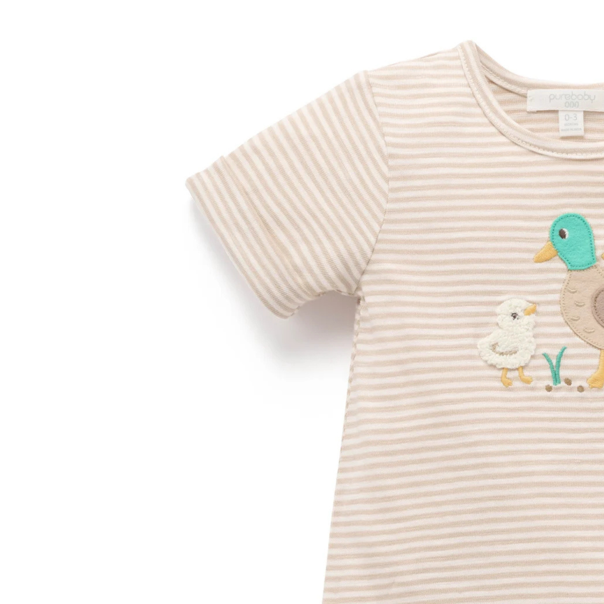 purebaby organic cotton baby clothes duck short growsuit romper