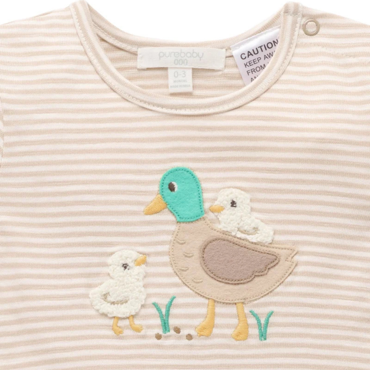 purebaby organic cotton baby clothes duck short growsuit romper