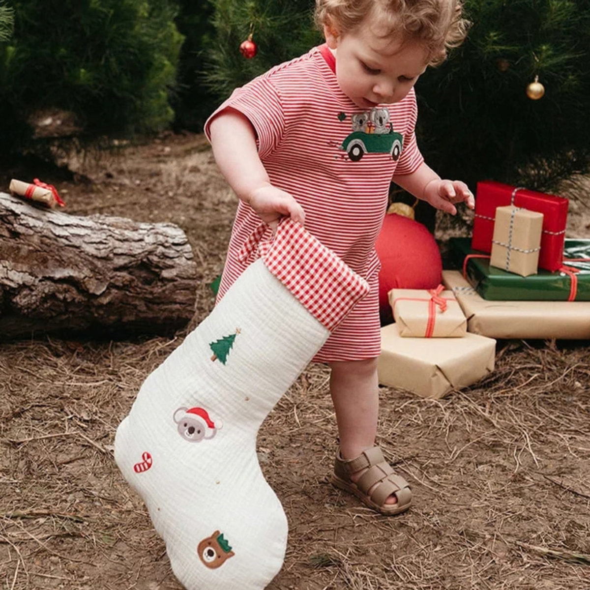 purebaby organic embroidered christmas stocking