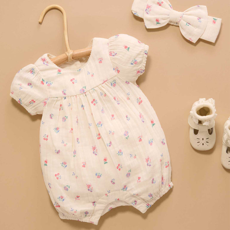 purebaby organic cotton baby girl clothes marigold fiesta romper