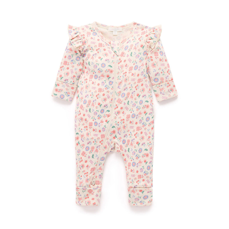 purebaby organic cotton baby girl clothes flor zip growsuit romper 