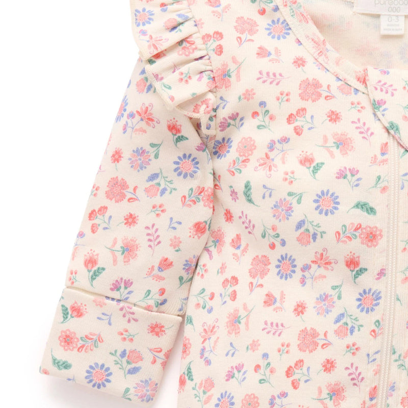purebaby organic cotton baby girl clothes flor zip growsuit romper 