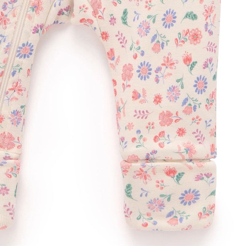 purebaby organic cotton baby girl clothes flor zip growsuit romper 