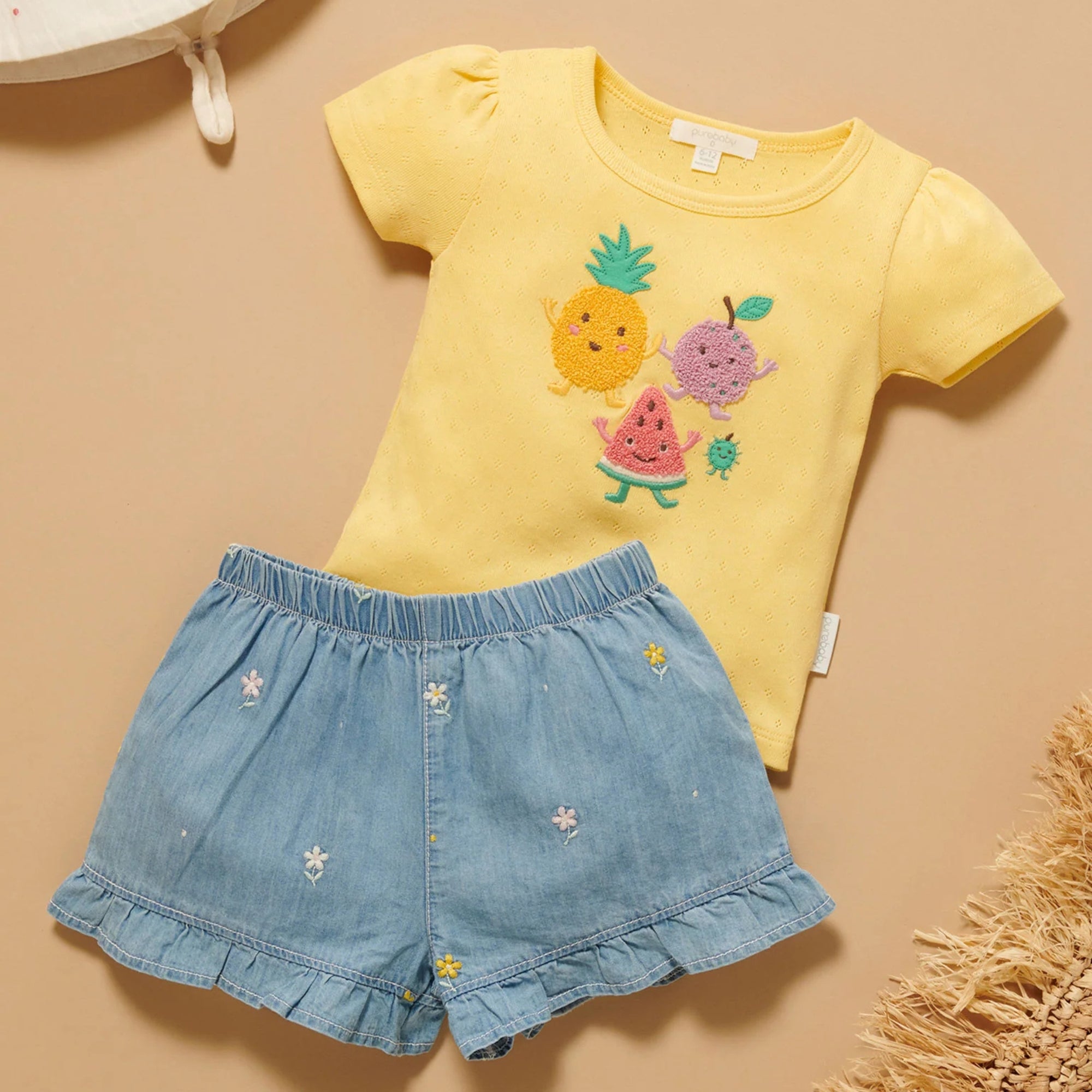 purebaby organic pointelle tee lunar new year yellow pineapple top baby