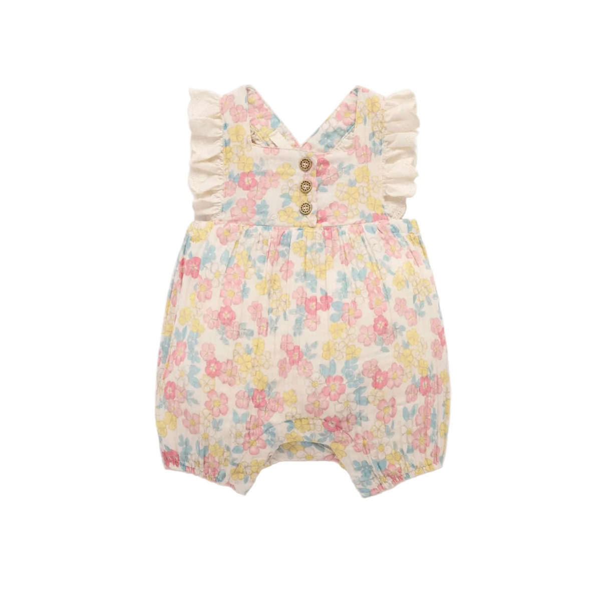 purebaby organic cotton baby clothes garden flowers romper baby girl
