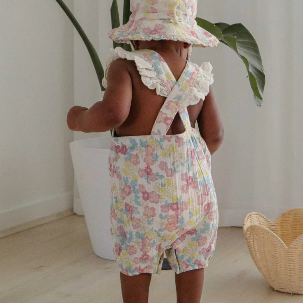 purebaby organic cotton baby clothes garden flowers romper baby girl