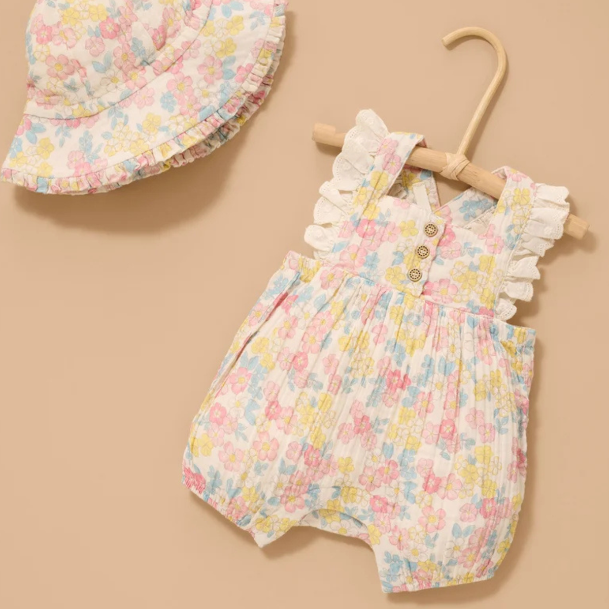 purebaby organic cotton baby clothes garden flowers romper baby girl