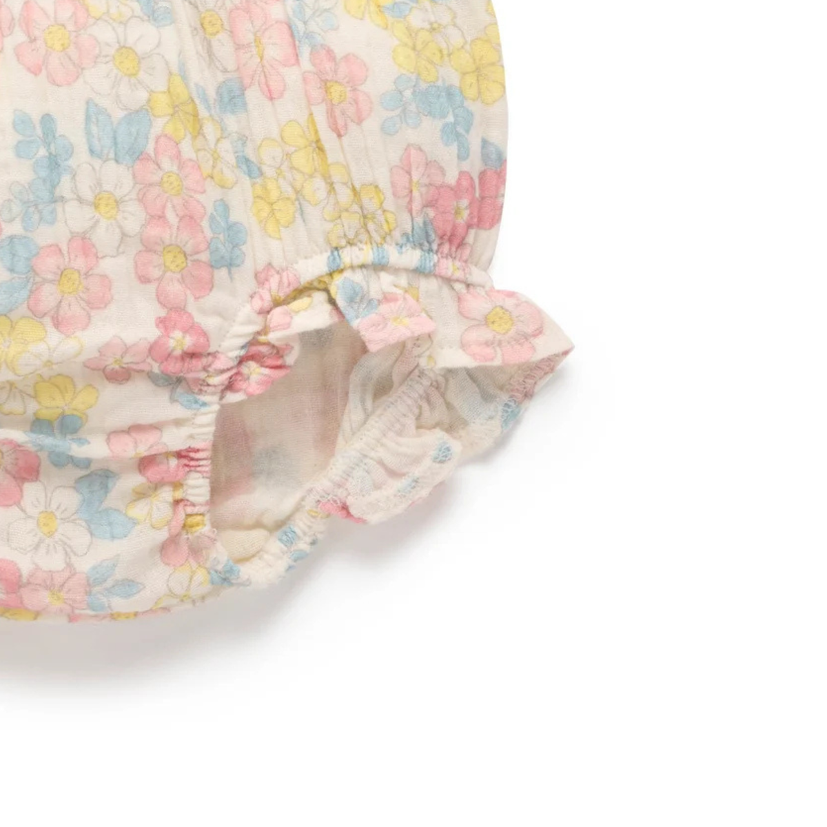 purebaby organic cotton baby clothes garden flowers ruffle bloomers baby girl diaper cover