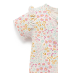 purebaby organic cotton baby clothes garden petals zip growsuit