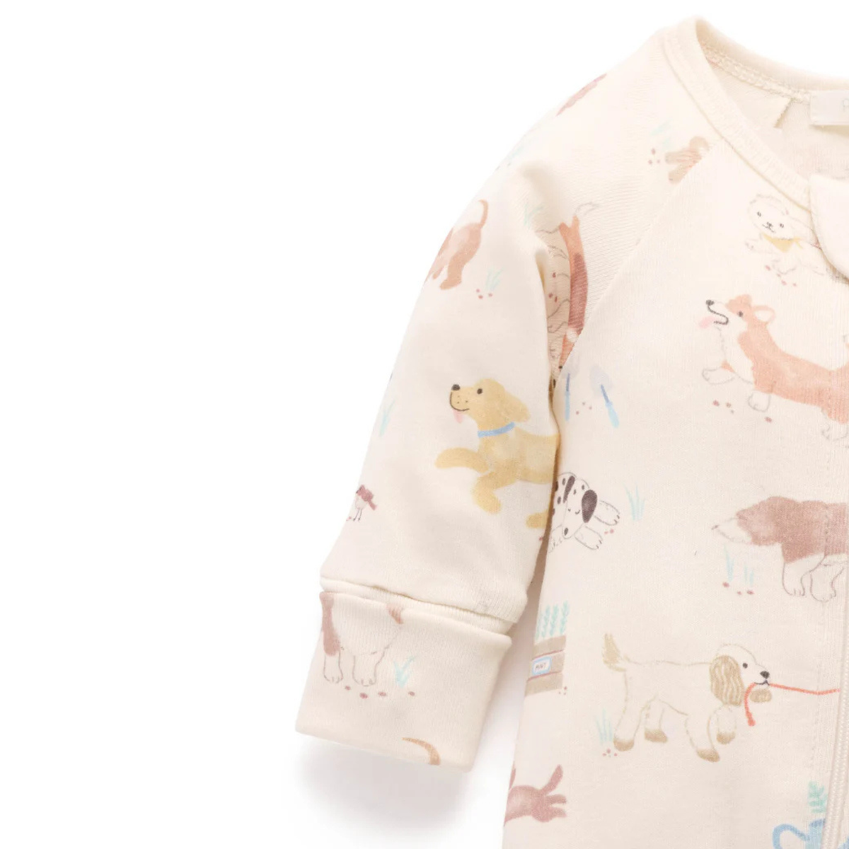 purebaby organic cotton baby romper growsuit puppy