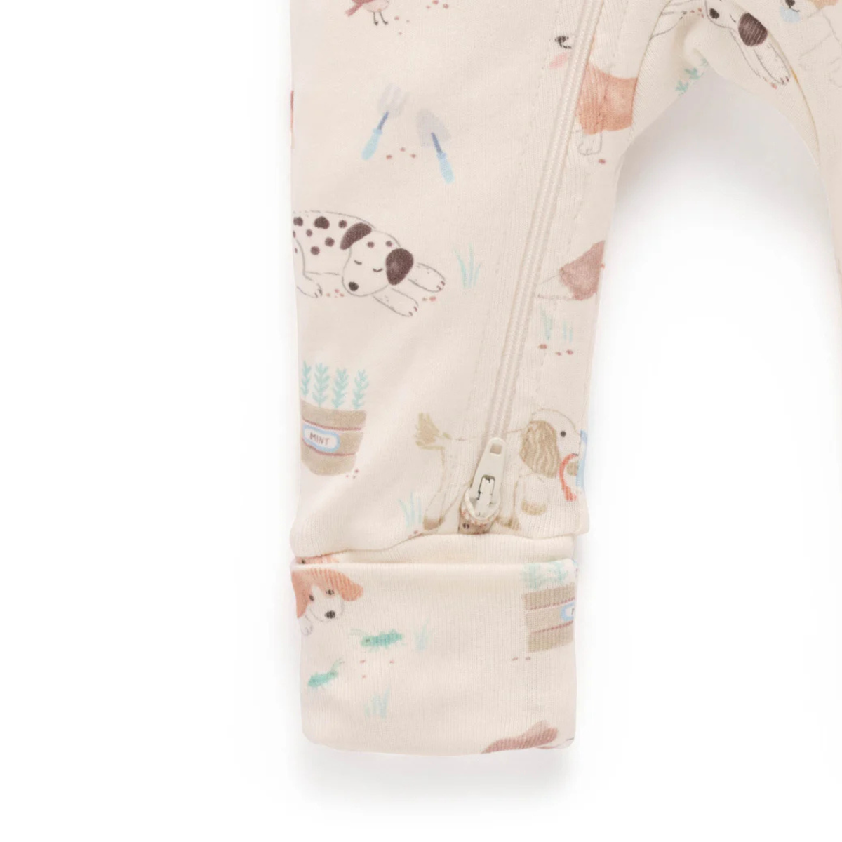 purebaby organic cotton baby romper growsuit puppy