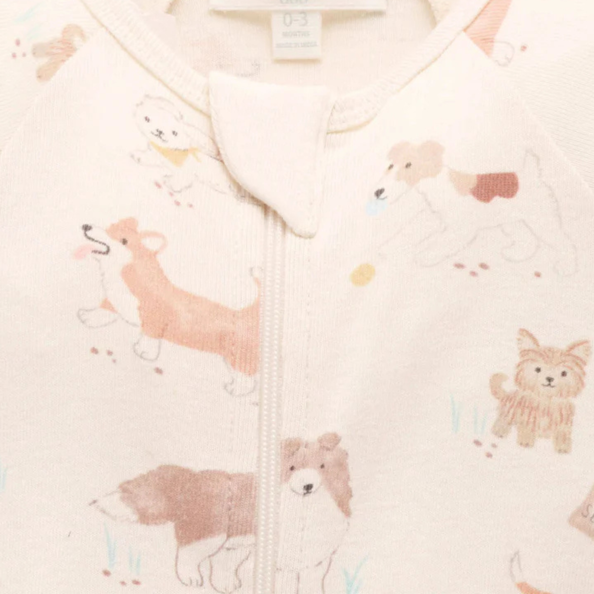 purebaby organic cotton baby romper growsuit puppy