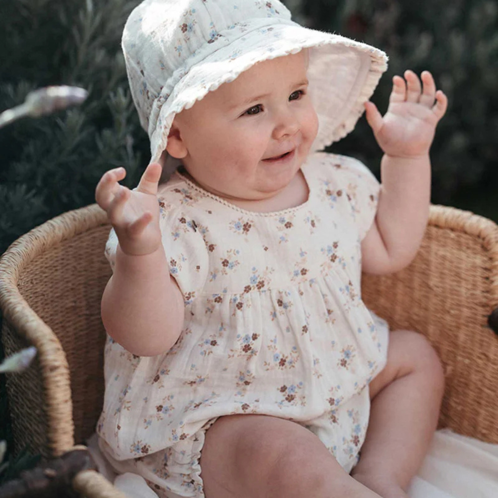 purebaby organic cotton romper garden ditsy