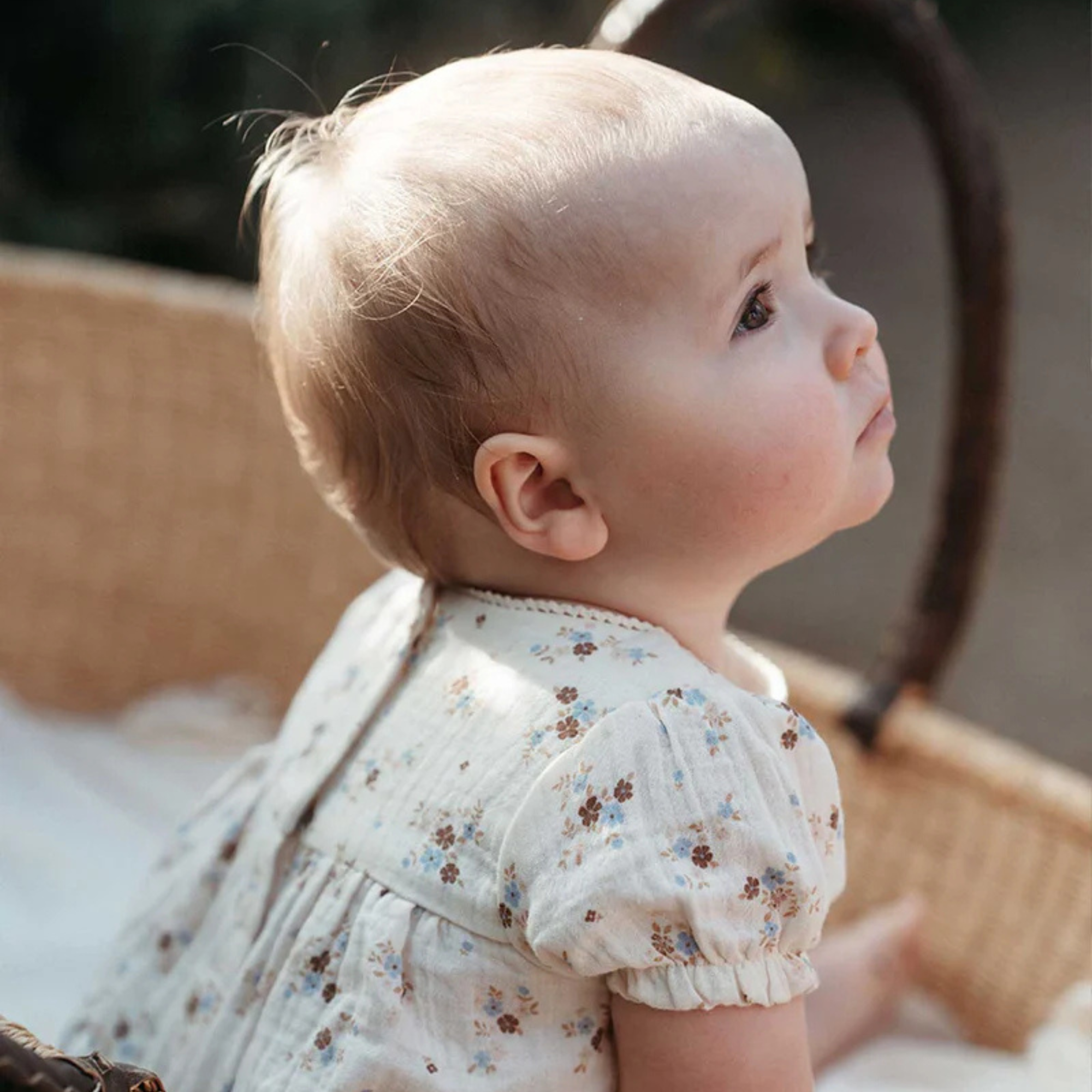 purebaby organic cotton romper garden ditsy