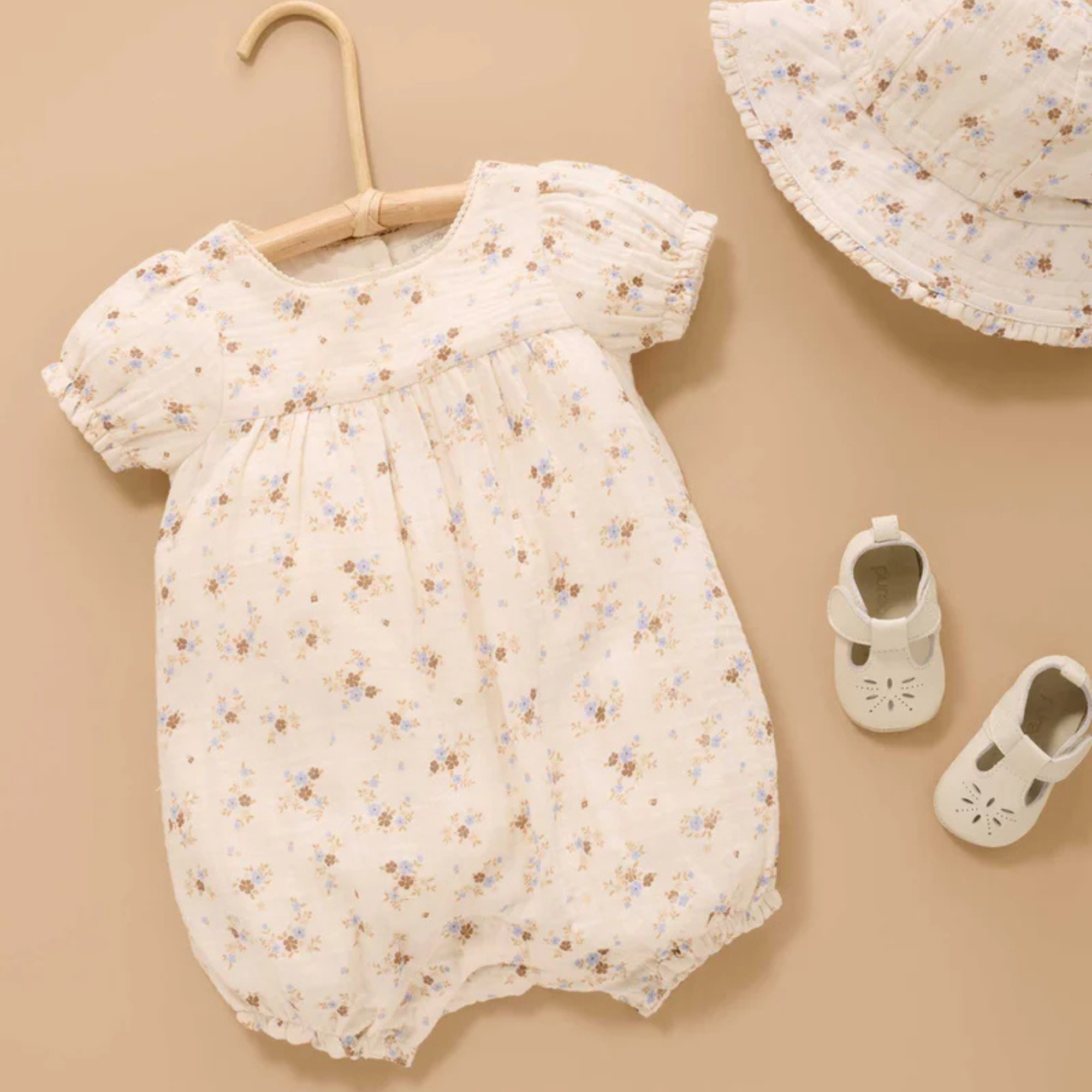 purebaby organic cotton romper garden ditsy