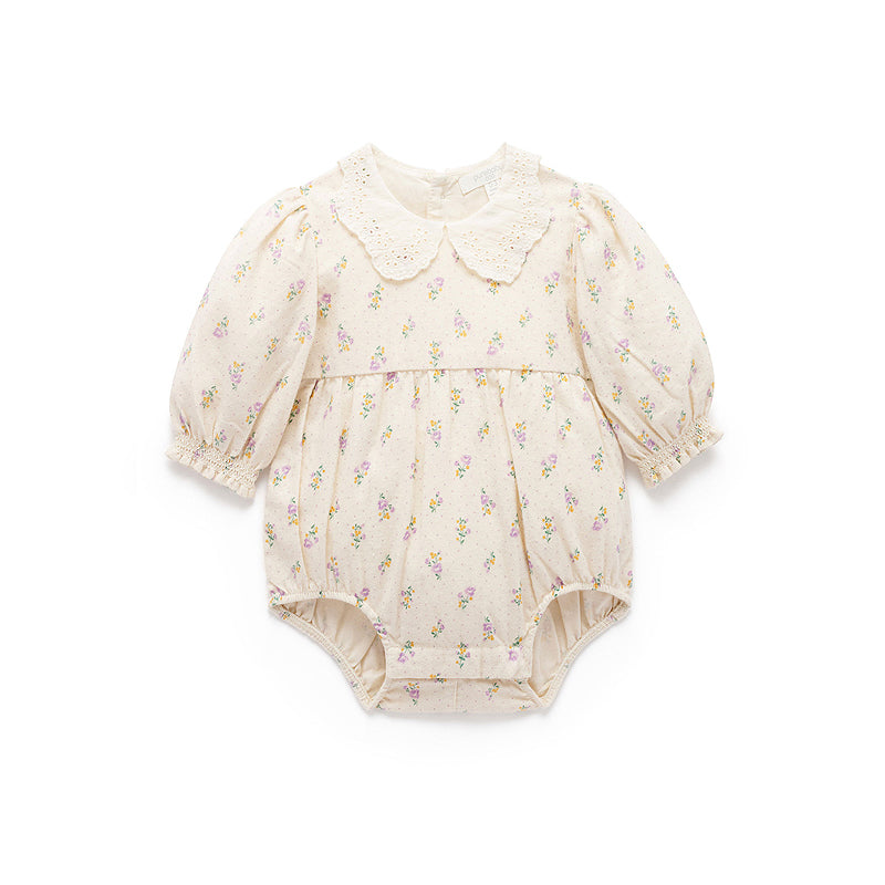 purebaby organic white primrose gathered bodysuit baby girl