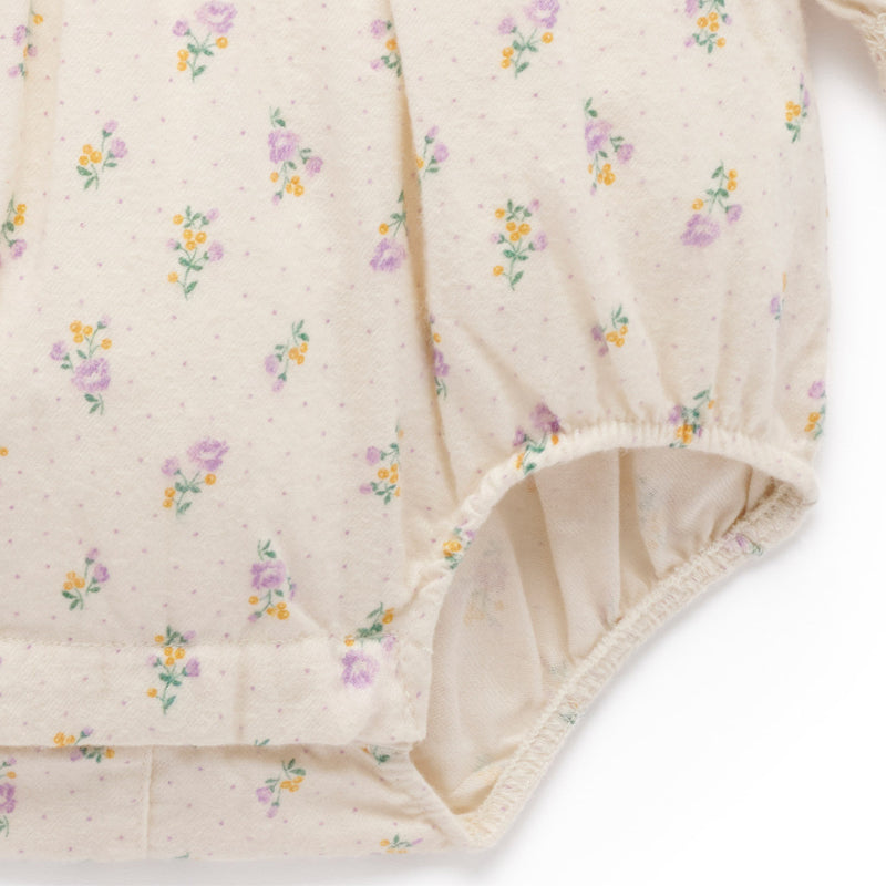 purebaby organic white primrose gathered bodysuit baby girl